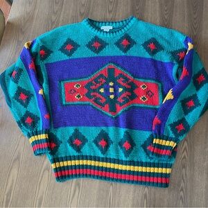 Vintage Colorful Geometric Pattern Sweater